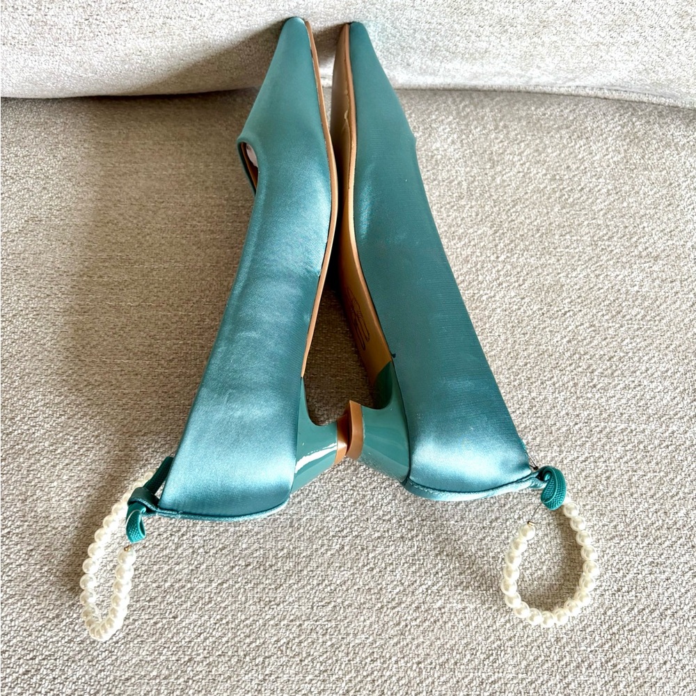 NWT C. Paravano blue satin flats - Picture 11 of 13
